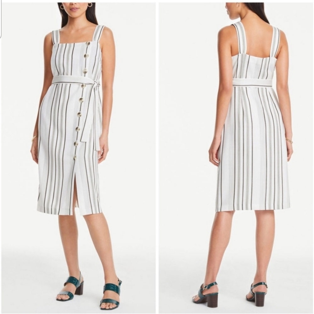 Ann Taylor Side Button Belted Dress